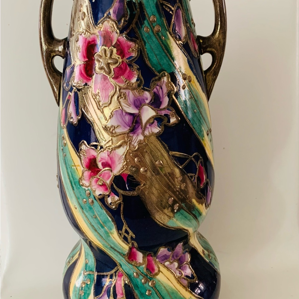 Antique hand painted ceramic vase